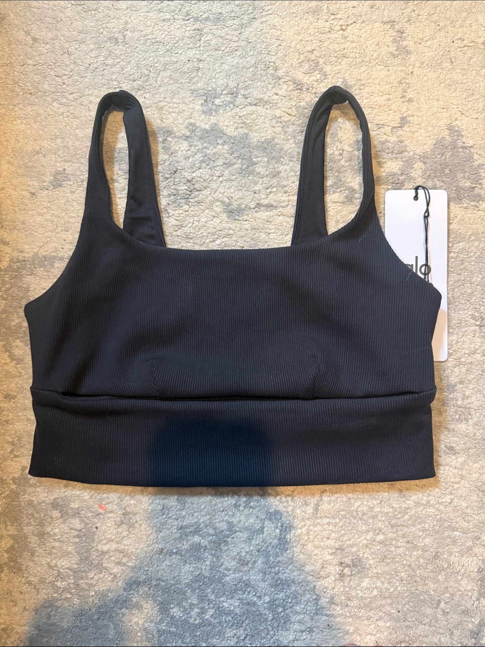 ALO Yoga Black Ribbed Scoop Sports Bra